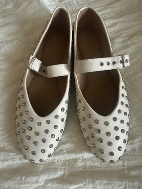Madewell White Studded Mary Jane Flats
